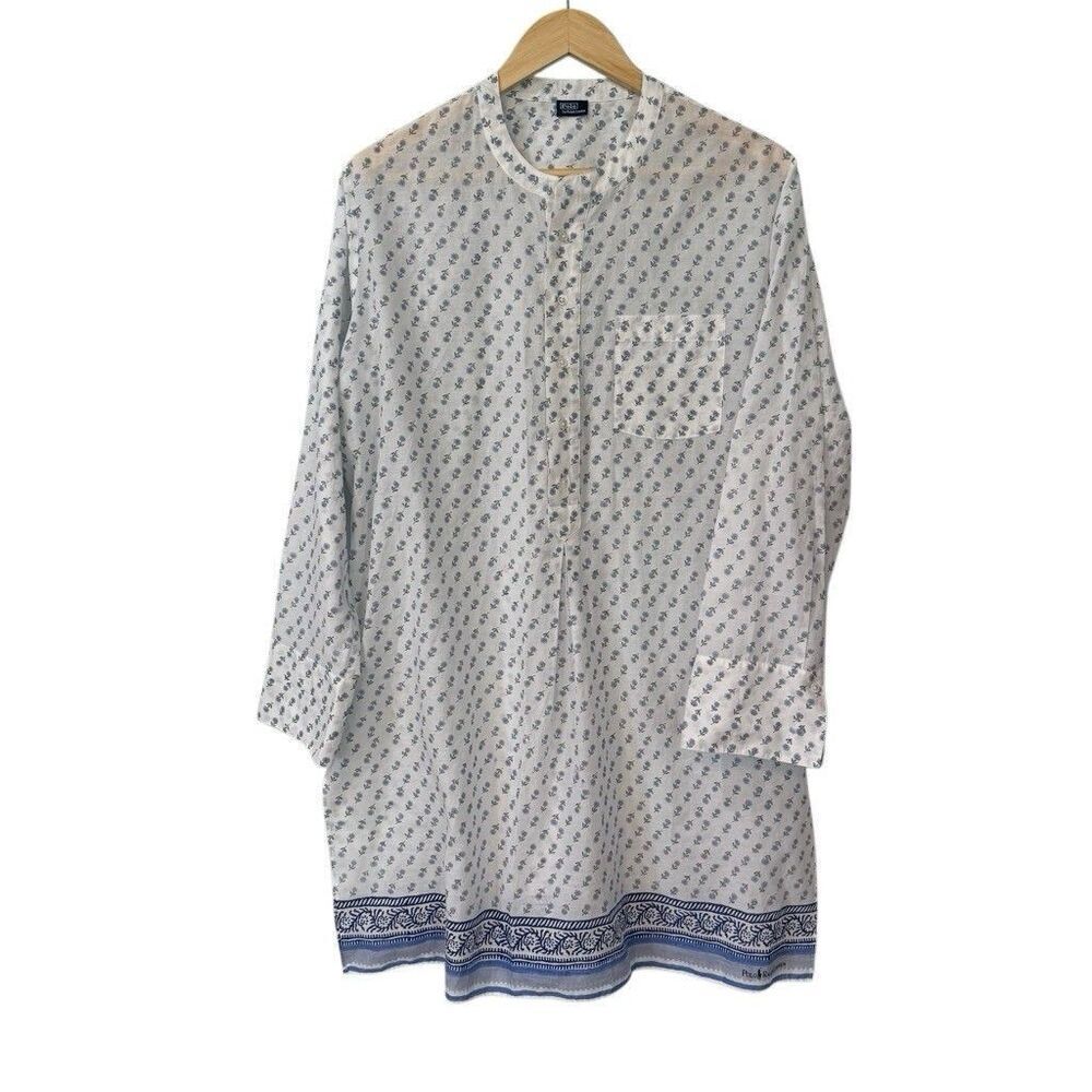 Polo Ralph Lauren Block-Print Cotton Voile Sleep Shirt Sleepwear